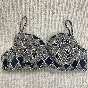 Madewell Printed Adjustable Straps Back Tie Bikini Top Size 34D Women
